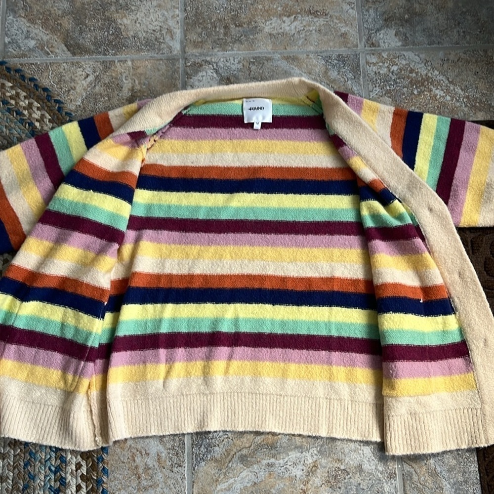 Free People x Found Multi-Stripe Cardigan Sweater Size Medium NWT - Picture 12 of 14